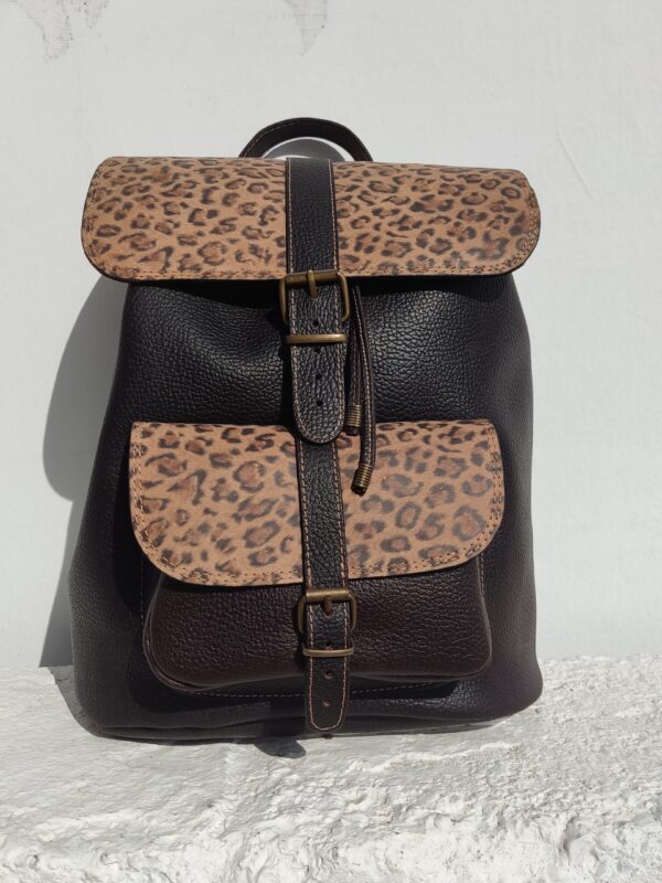 ΔΕΡΜΑΤΙΝΟ ΧΕΙΡΟΠΟΙΗΤΟ ΣΑΚΙΔΙΟ S 23-205 ΚΑΦΕ-ANIMAL PRINT